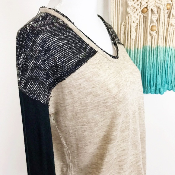 THML Tops - THML Knit Top Black & Tan Colorblock Small